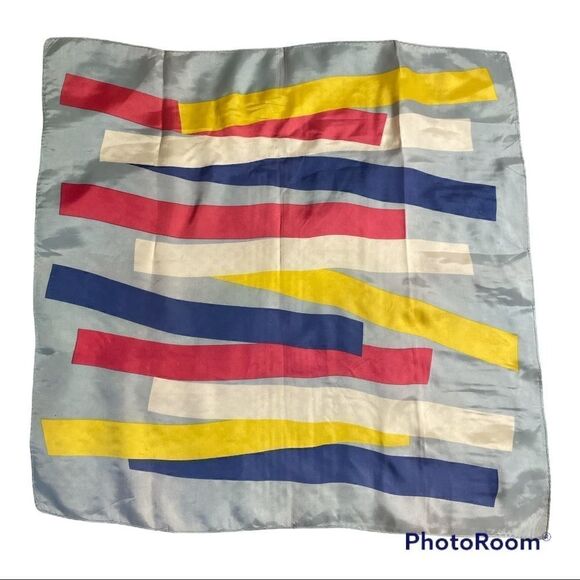 Vintage Abstract Silky Square Scarf - Picture 3 of 6